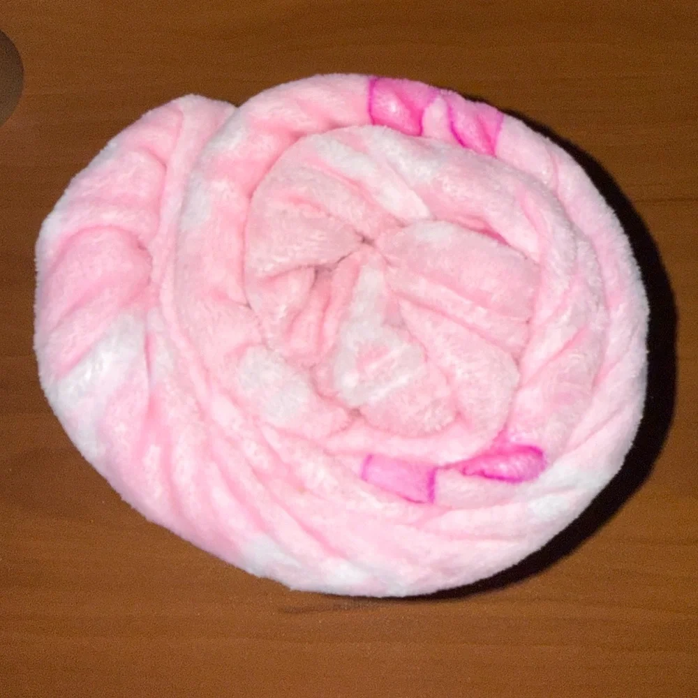 PEEPS Happy Easter Pink Plush Blanket / Throw with Bunnies, Bows and Dots.